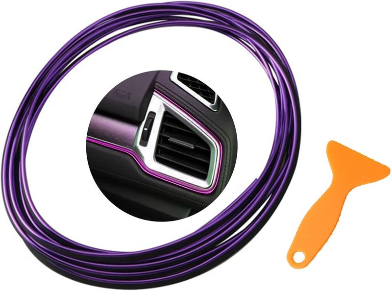 Jitrendo 33 Ft Car Interior Moulding Trim Strips Universal Auto Gap Fillers Including Installing Tool Car Electroplating Decoration Styling Door Dashboard Flexible Strip (Purple) - Image 1
